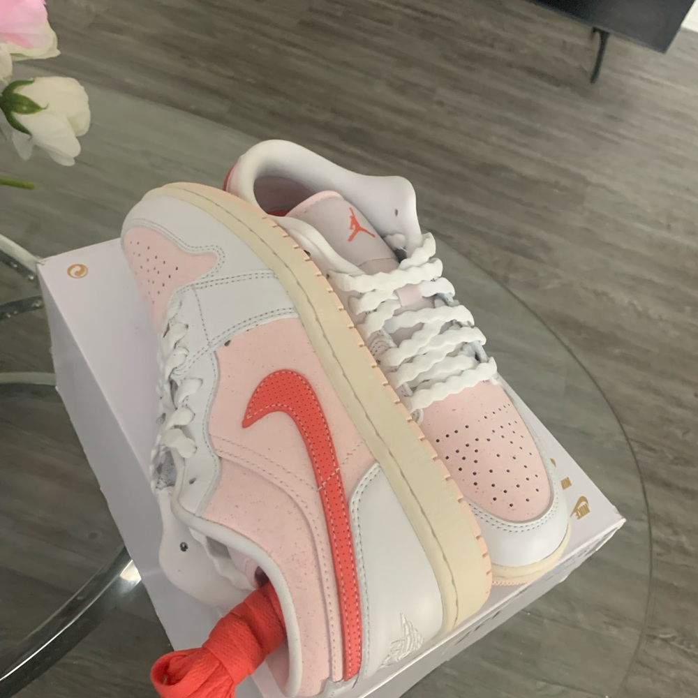 Nike Air Jordan 1 Low White, Light Pink & Coral